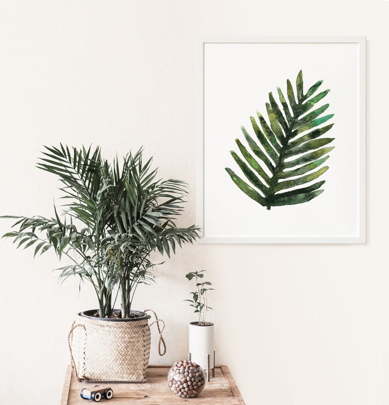 Palm Leaf Watercolor Painting, Digital Download, Palm Tree Art Print, Tropical Plant Wall Art, printable art, boho home decor image 7