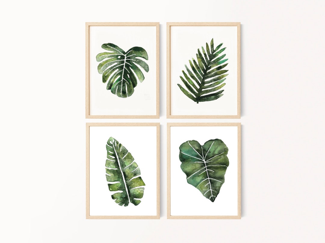 Tropical Plant Prints Set: Botanical Watercolor Wall Art - Etsy