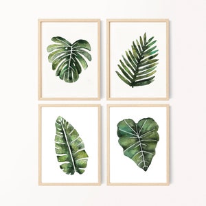 Palm Leaf Watercolor Painting, Digital Download, Palm Tree Art Print, Tropical Plant Wall Art, printable art, boho home decor image 4
