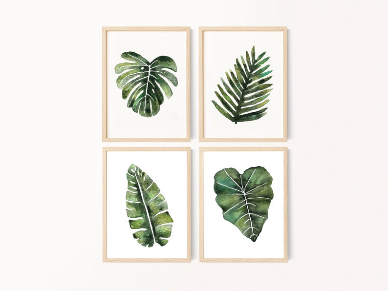 Palm Leaf Watercolor Painting, Digital Download, Palm Tree Art Print, Tropical Plant Wall Art, printable art, boho home decor image 4