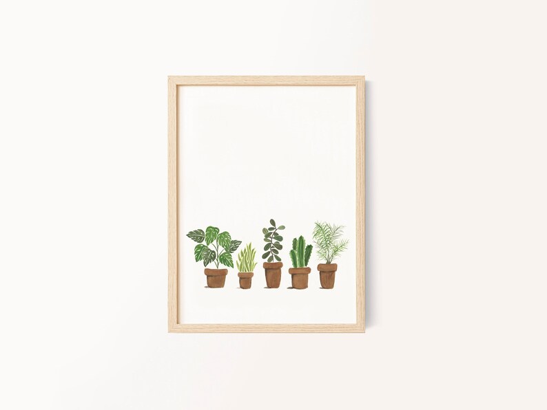 Plant Wall Art, Plant Watercolor Painting, Digital Download, Plant Gift, Boho Decor, Watercolor Print image 1