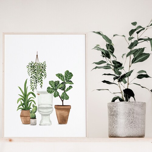 Plant Bathroom Print PRINTABLE WALL ART Bathroom Decor Bath Etsy