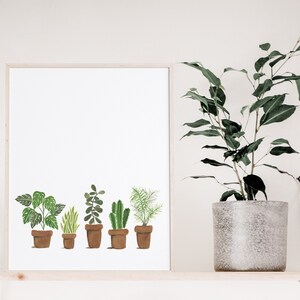 Plant Wall Art, Plant Watercolor Painting, Digital Download, Plant Gift, Boho Decor, Watercolor Print image 2