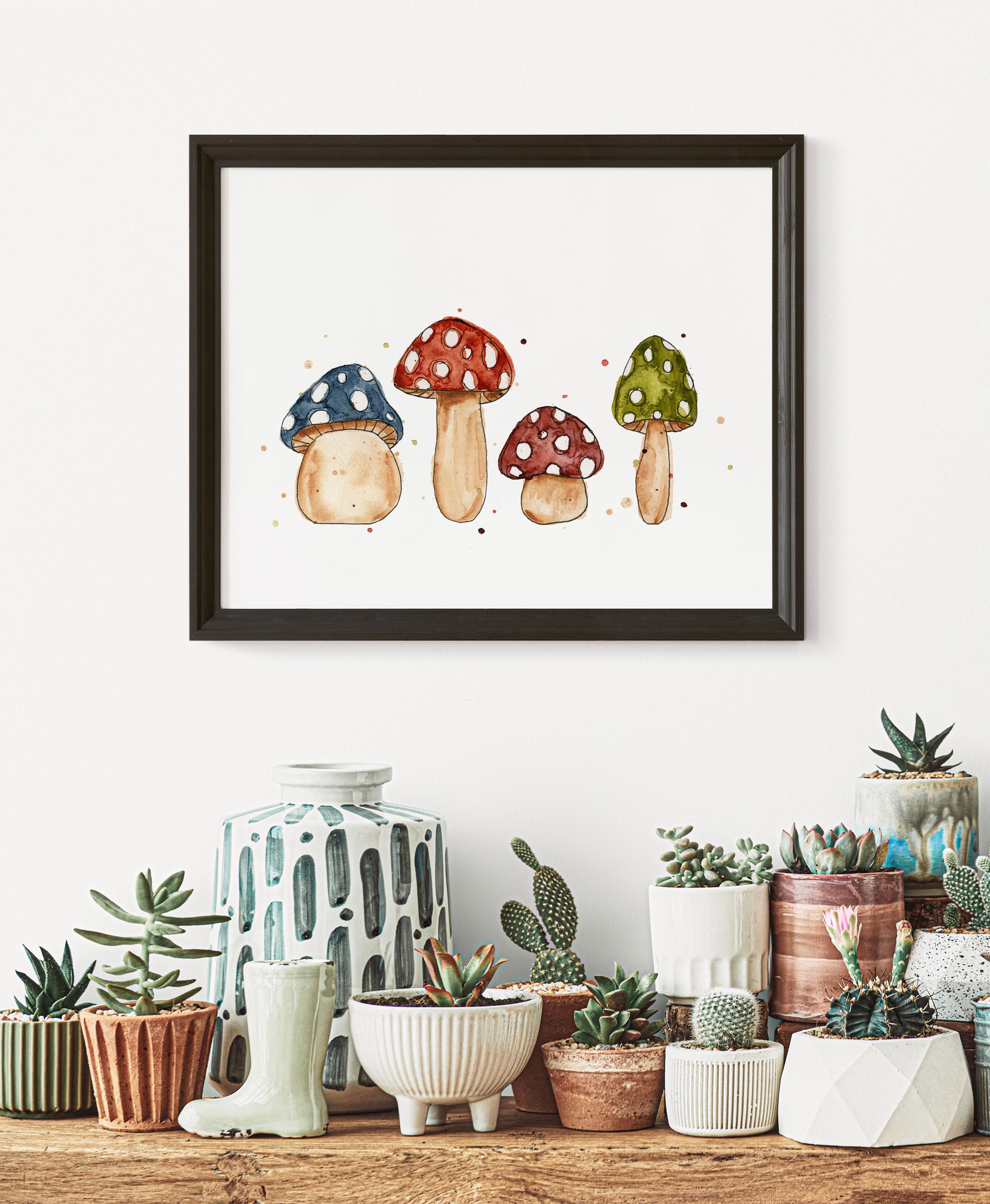 Whimsical Mushroom Watercolor Print – Cute Fungi Art – Nature-inspired ...