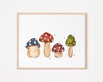 Mushroom Watercolor Print: Whimsical Fungi Wall Decor (Digital Download)
