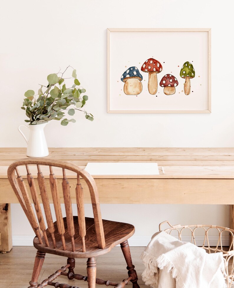 Whimsical Mushroom Watercolor Print – Cute Fungi Art – Nature-inspired ...