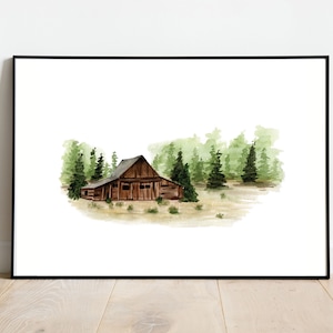T.A. Moulton Barn Watercolor Print, Grand Teton National Park Painting, original painting, travel art print, FREE SHIPPING
