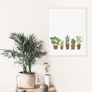 Plant Wall Art, Plant Watercolor Painting, Digital Download, Plant Gift, Boho Decor, Watercolor Print image 6