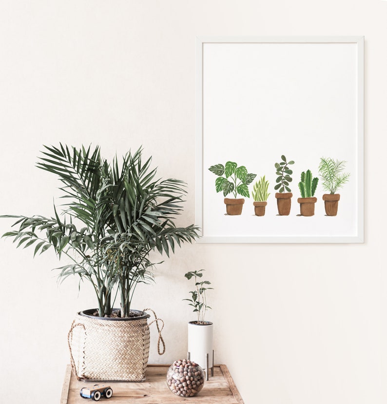 Plant Wall Art, Plant Watercolor Painting, Digital Download, Plant Gift, Boho Decor, Watercolor Print image 6