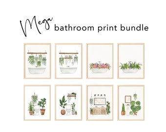 Botanical Bathroom Art Prints: Watercolor Plant Decor (Digital Download)