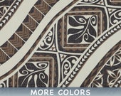 Tropical Polynesian Fabric Maori Tattoo Monstera Leaf Spearhead - Beige Brown - Cotton By The Yard HCN11360