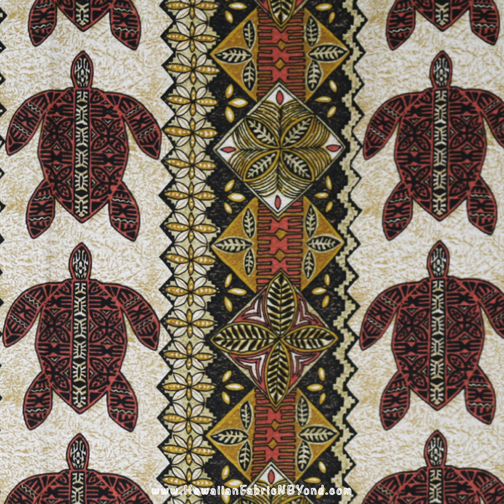 Barkcloth Turtle Tapa Fabric Honu Polynesian Blue Brown By Etsy