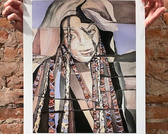 Z, limited edition print - portret, abstract, mixed media