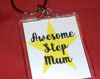 Awesome Step Mum Keyring, Step Mum Gifts, Key Chain For Her, Small Gift For Special Lady, Keepsake Gift, Step Mum Birthday, Mothers Day Gift
