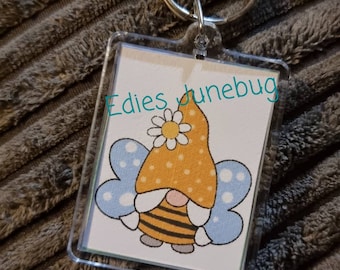 Bee Gonk Keyring, Ladybird Gnome Keychain, Bumble Bee Keyring, Ladybug Gifts, Honey Bee Gift, Small Presents, Mini Beast Accessories