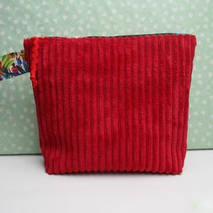 große rote Kosmetiktasche  Cordstoff