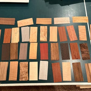 100 EXOTIC FINGERBOARD wood veneer pieces.  4.5" x 2". 1/42" thickness Tech Deck