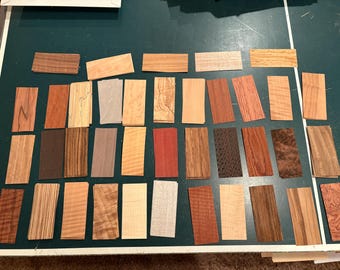 100 EXOTIC FINGERBOARD wood veneer pieces.  4.5" x 2". 1/42" thickness Tech Deck