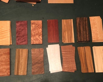 Elite Fingerboard Wood Veneer 70 Pieces, 2" x 4.5" Exotic Variety Makes 14 Boards.