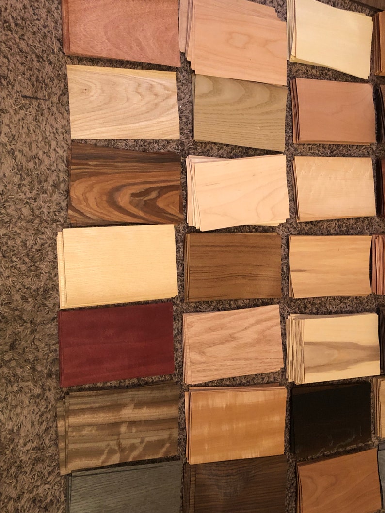 WOOD VENEER 65 pieces sheets 5 x 8 mixed domestic exotic box variety art pack inlay marquetry ring fingerboard image 7