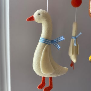 Duck Nursery Baby Mobile Goose Blue Ribbon Baby Mobile Boys Crib Mobile Goose Baby Shower Felt Goose image 5