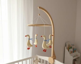 Goose Baby Mobile - Handmade Felt Animal, Scandinavian Nursery Decor - Hanging Crib Mobile