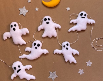 Scary halloween garland felt - Big Ghost Garland - Hanging ghost - Halloween decor - Felt garland - Halloween decoration - Halloween Banner