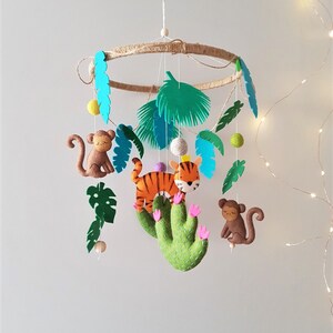 Jungle Baby Mobile Animals Jungle Mobile Tropical Animals Baby Mobile Safari Nursery Mobile Tiger, Monkey, Lianas, Cactus image 8