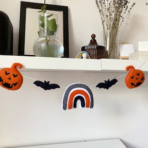 Halloween Garland - Felt Garland Pumpkin, Bat, Rainbow - Halloween decor - Felt Decoration - Halloween Banner