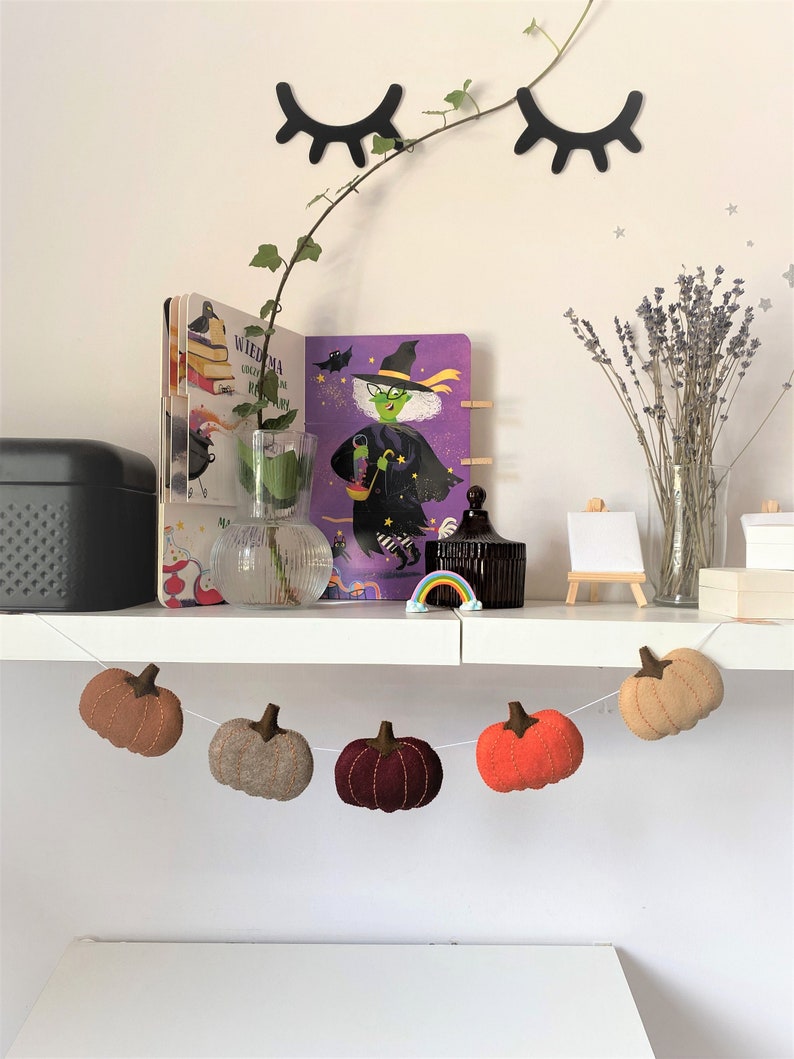 Felt Pumpkin Garland Halloween Garland Autumn Garland Halloween Decoration Kids Halloween Halloween Ornaments for tree image 2