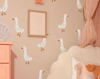 Cute Goose Wall Decals, 1 Set/6 Sheets Decorative Wall Stickers, Self Adhesive Removable Stickers for Living Room Bedroom Boho Nursery Decor