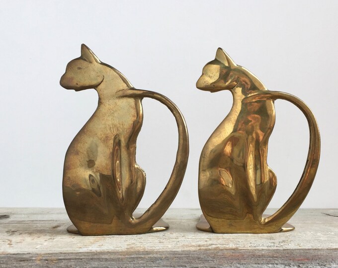 Art Deco Cat Bookends Vintage Brass Cat Bookends Brass Etsy