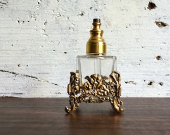 Antique Ormolu Perfume Bottle: Gold-Toned Vanity Decor