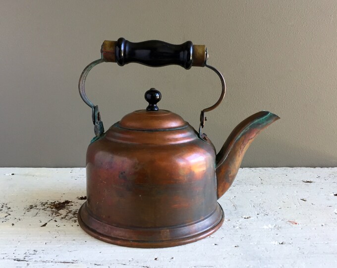 Antique Copper Tea Kettle, 19th Century Tea Pot, Solid Copper,
