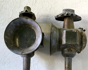 Antique Brass Carriage Lamps, Coach Oil Vintage Lantern, LARGE