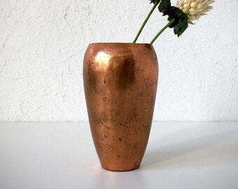 Spring Gifts, Vintage Copper Vase, Mid Century Vase, Solid Copper Flower Pot