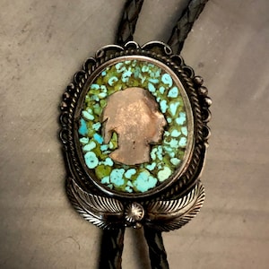 Navajo Turquoise and Sterling Silver Bolo Tie