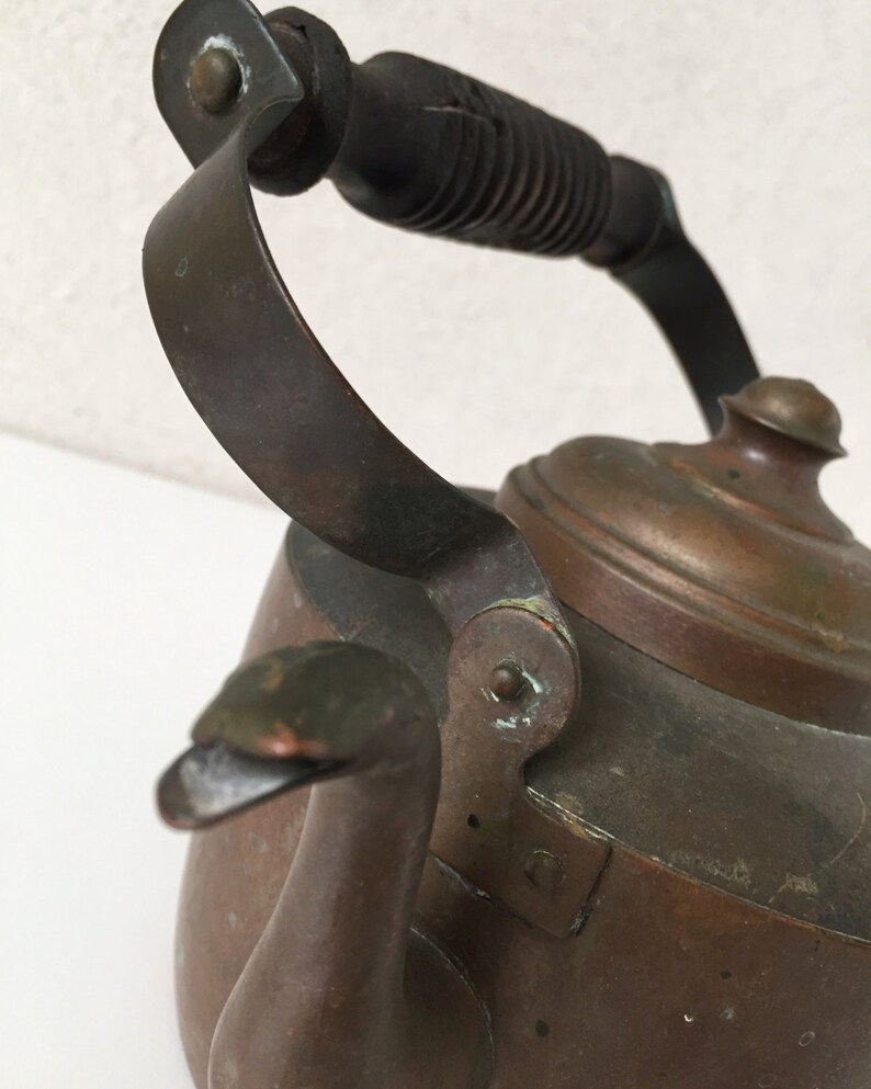 Primitive Copper Tea Kettle Rustic Tea Pot for Decor Only Etsy