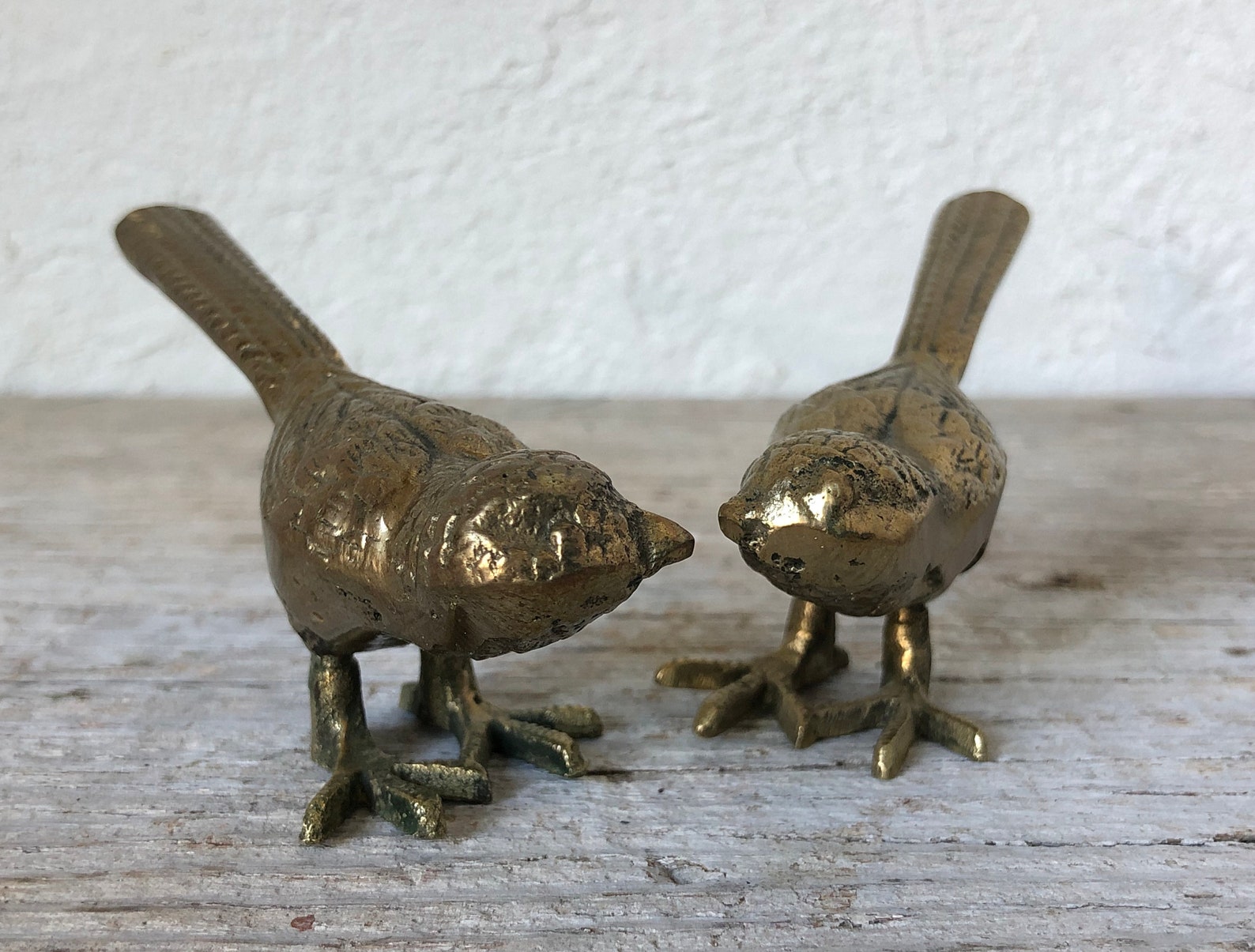Brass Love Birds Two Baby Bird Figurines Mid Century Indoor Etsy