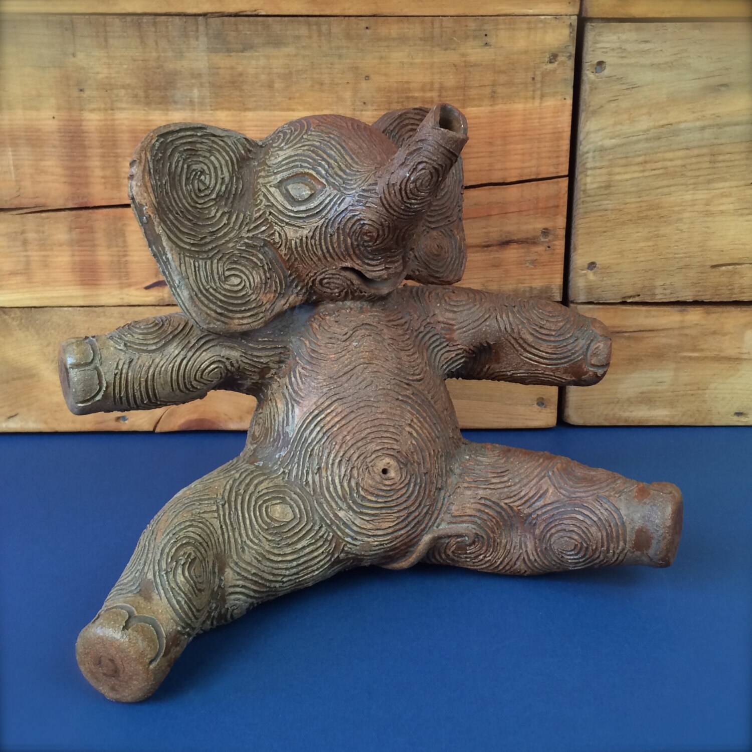 Handmade Elephant Figurine, Ceramic Stoneware, Handcrafted Sculpture, Art Decor