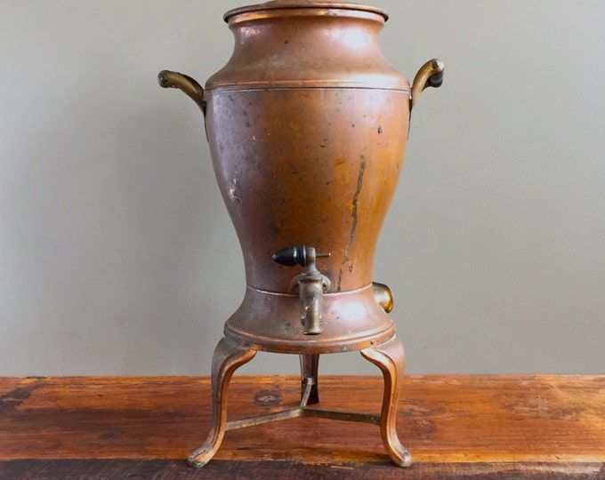 Antique Coffee Pot, Vintage Copper Coffee Pot With Accoutrements, 1890s