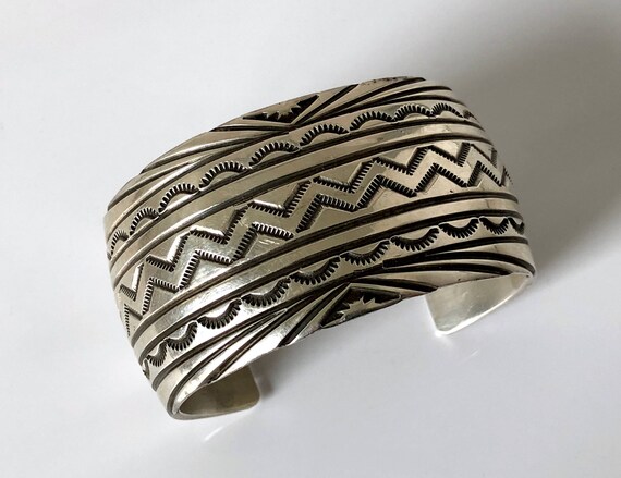 Handmade Native American Sterling Silver Cuff Bra… - image 6
