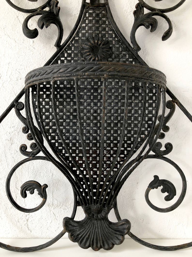 Wrought Iron Hanging Plant Holder Wall Mount Garden Mid Etsy