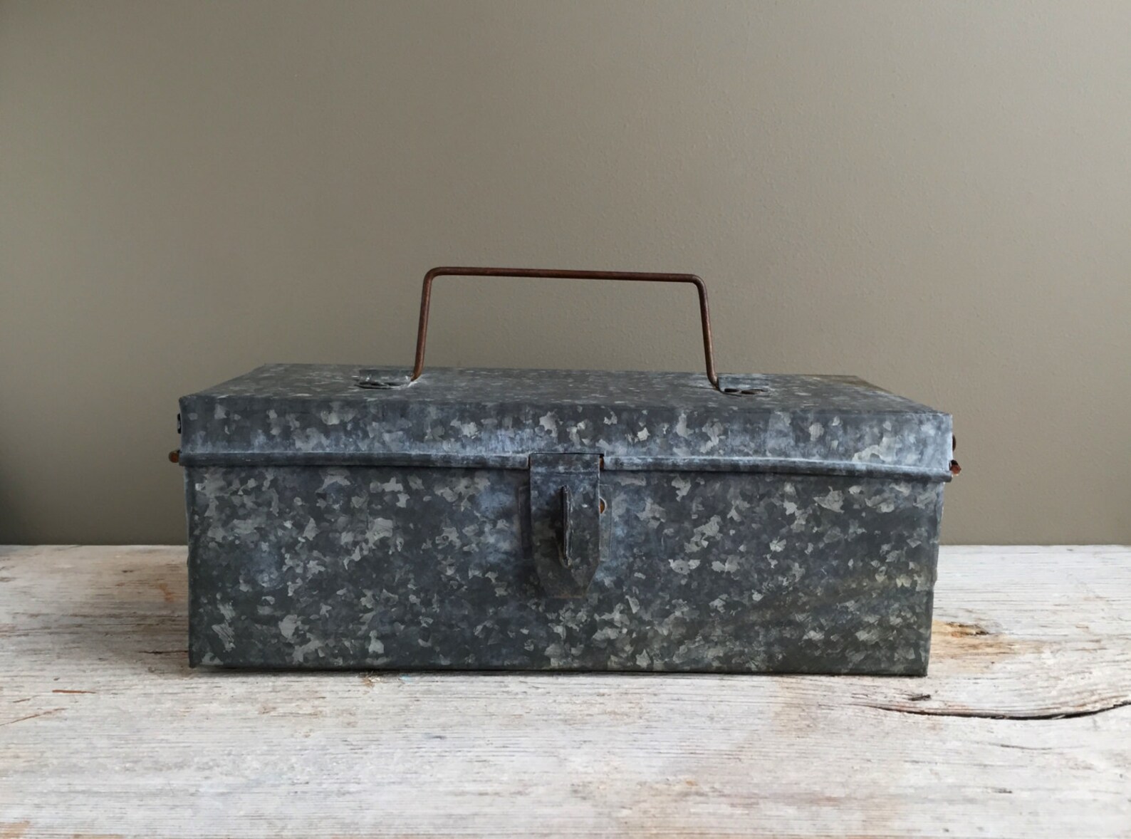 Industrial Galvanized Steel Box Rustic Storage Etsy