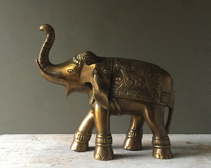 Large Bronze Elephant Figurine Heavy Asian Elephant Etsy