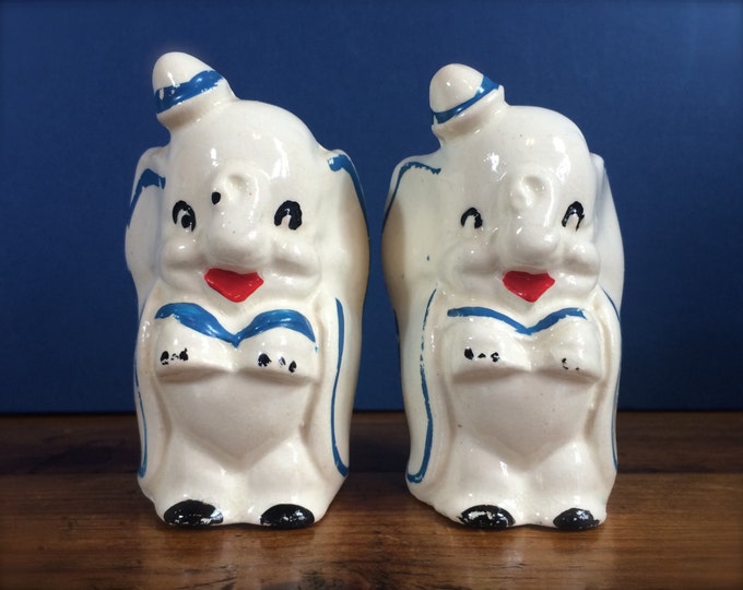 Vintage Dumbo Elephant Salt and Pepper Shakers, Walt Disney Salt and