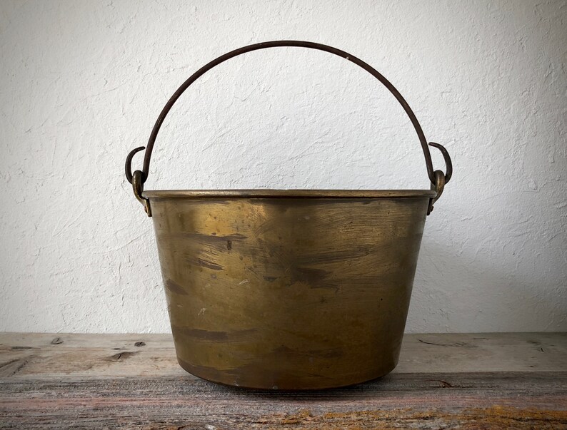 Vintage Brass Farmhouse Feed Bucket Antique Milking Pail Etsy