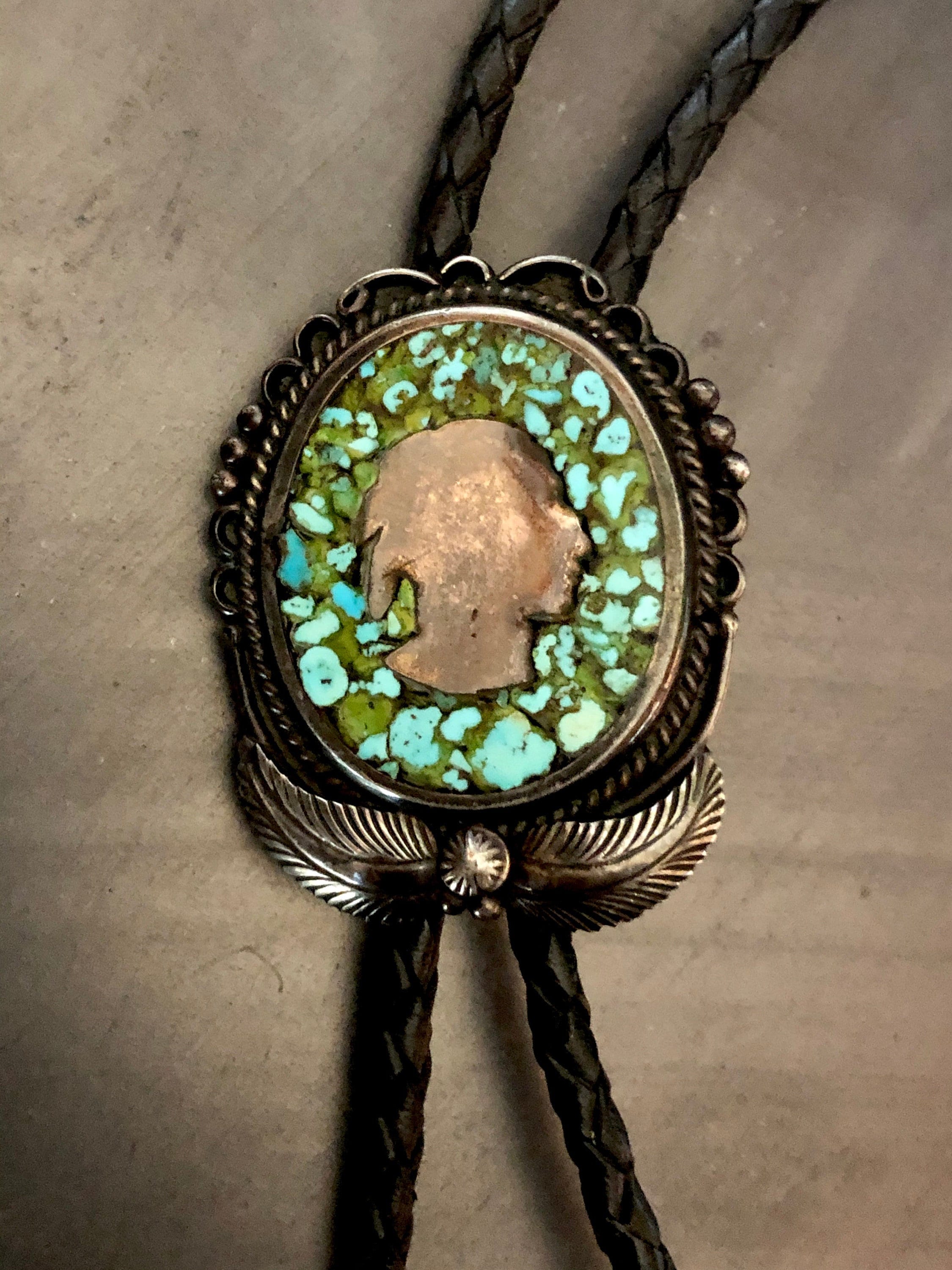Navajo Turquoise and Sterling Silver Bolo Tie