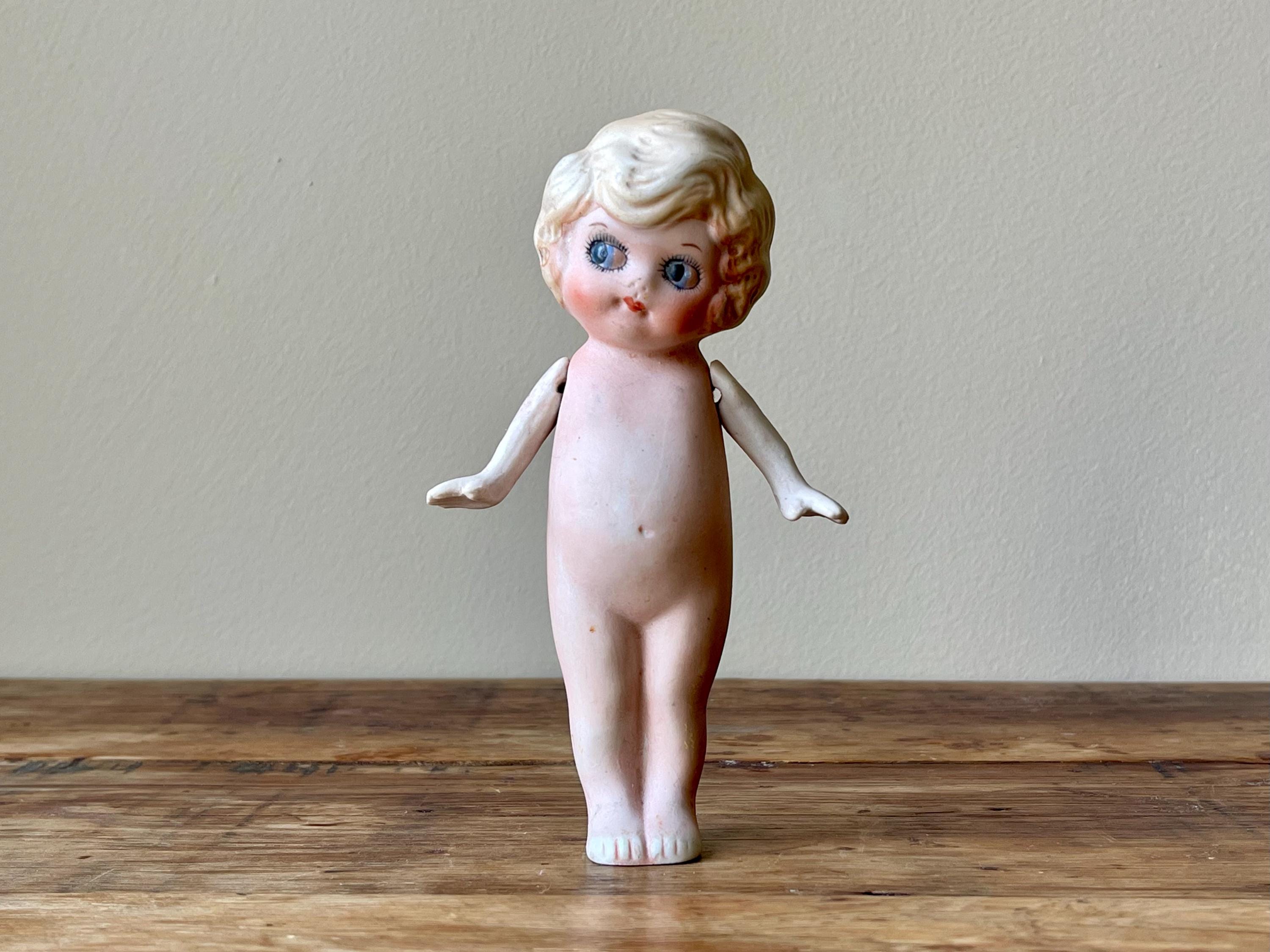 Antique Bisque Porcelain Doll: 1920s Flapper Girl, Articulated