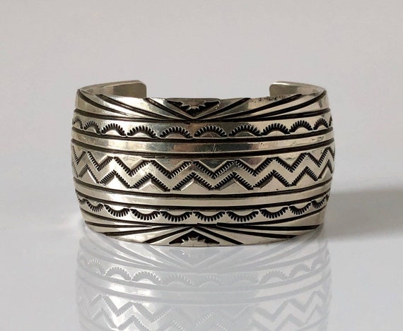 Handmade Native American Sterling Silver Cuff Bra… - image 2